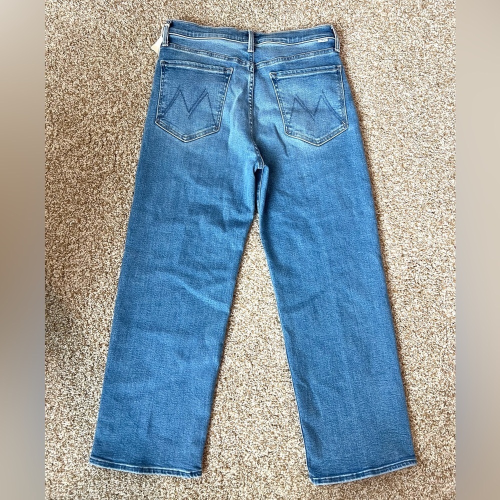NWT MOTHER Lil’ Zip Rambler Petites Flood High Rise Cropped Straight Jeans 32P - Picture 11 of 16